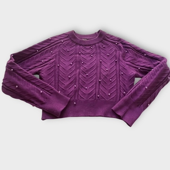 Purple Pearl Sweater Cable Knit Skirt Set - Picture 5 of 10